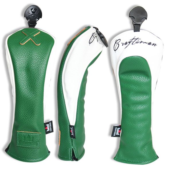 CRAFTSMAN Golf Headcover Hybrid Utility Headcover with Number Tag (Number Tags: 2, 3, 4, 5, 6, UT) Wood Cover Club Cover Tri Piece Design Synthetic Leather (PU) Sold Individually (Green)