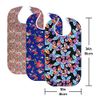 RMS 3 Pack Adult Bib Washable Reusable Waterproof Clothing Protector with Optional Crumb Catcher and Vinyl Backing 34"X18" (Butterfly/Blue Rose/Heritage)