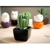 Lively Breeze Tri Cactus, Non-Electric Ceramic Diffusers for Essential Oils and Aromatherapy Fragrance, White Ceramic Diffusers in Car or Desk Office Decor and Small Bathroom at Home, Black Vase