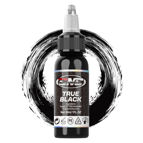 CNC Tattoo Farbe True Black- 1oz (30 ml) - Tattoo-Tinte Set Schwarze, Tattoo Ink zubehör TI6003-30-001