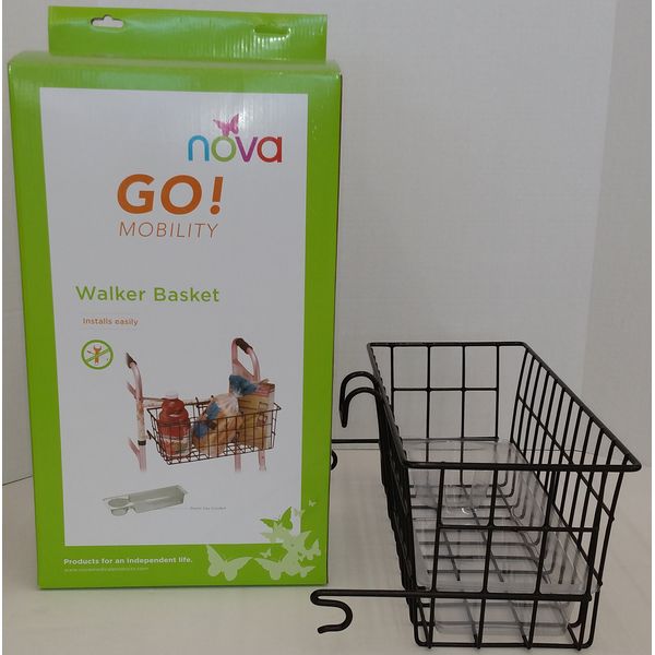 Basket for Folding Walkers - with Liner - Basket Color is Black - Fits Nova Medical Models 4080/4090 Series