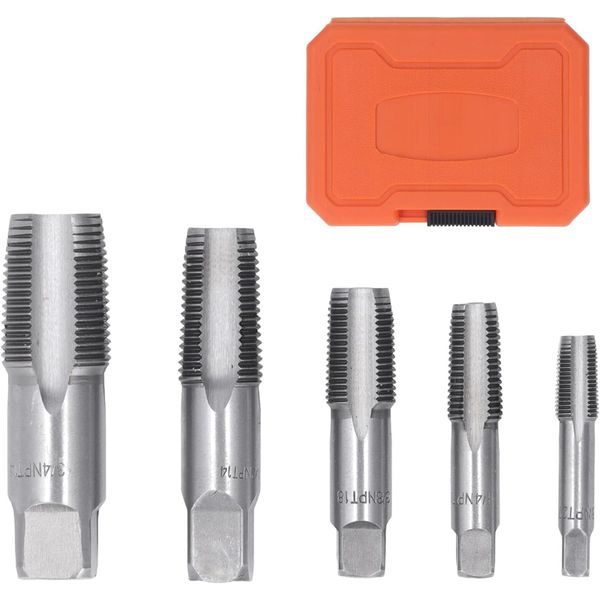 MoToNa 5 Piece Pipe Thread Repair NPT Tap Thread Repair Kit for Thread Repair and Repair Inside Pipe Threads 3/4", 1/2", 3/8", 1/4", 1/8"