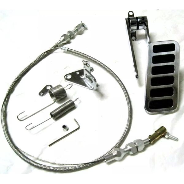 XL Firewall Mount Billet Throttle Gas Pedal Kit 36" Braided Cable Return Spring