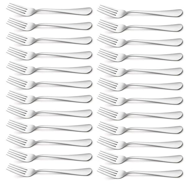 Briout Forks Silverware, Set of 24 Dinner Forks, 8 Inches Premium Food Grade Stainless Steel Forks for Home Kitchen Party Restaurant, Mirror Polished Dishwasher Safe