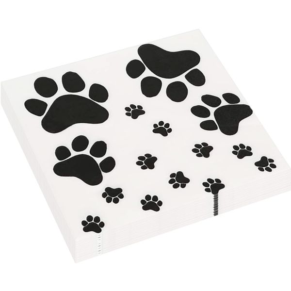 20 Pieces Safari Dog Paw Print Napkins Disposable Dog Paw Party Napkins Jungle Safari Animal Texture Tableware Dinner Napkins for Kids Birthday Baby Shower Zoo Jungle Safari Themed Party Decorations