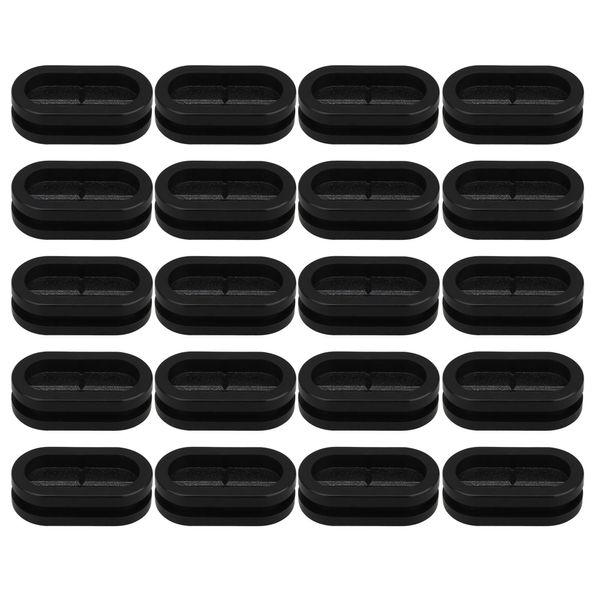 SHANOER 20pcs Wire Grommets Rubber Bushing Cable Protector Wire Protection Oval Synthetic Rubber Groove 27mmx13mmx3.5mm for Black Electrical Cabinet, Box, Socket, Wire