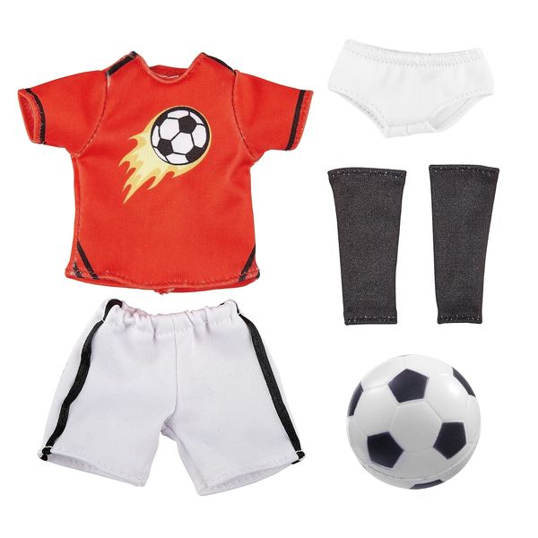 Kruseling Doll Accessories Soccer Outfit Set - Includes Jersey, Shorts, Shin Guards, and Ball - Fits 9" Kruseling Poseable Dolls