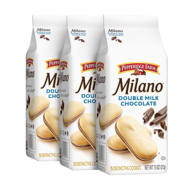 Pepperidge Farm Milano Cookies, Double Milk Chocolate, 7.5 Ounce (Pack of 3)