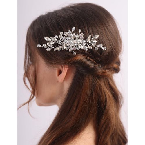 BERYUAN Bridal Rhinestone Crystal Beads Hair Comb Silver Rhinestone Wedding Headpiece Wedding Bridal Hair Side Comb Crystal Rhienstone Wedding Hair Comb for Wedding Women