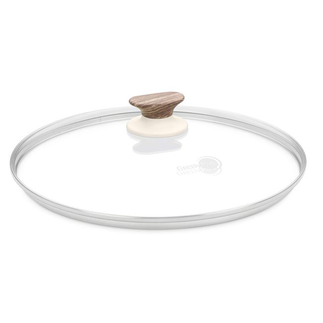 CW002201-002 Green Pan, Glass Lid, 10.2 inches (26 cm), Full Physical Strengthening, Woodbee, Dedicated Knob, Keeps Heat, Wood-like