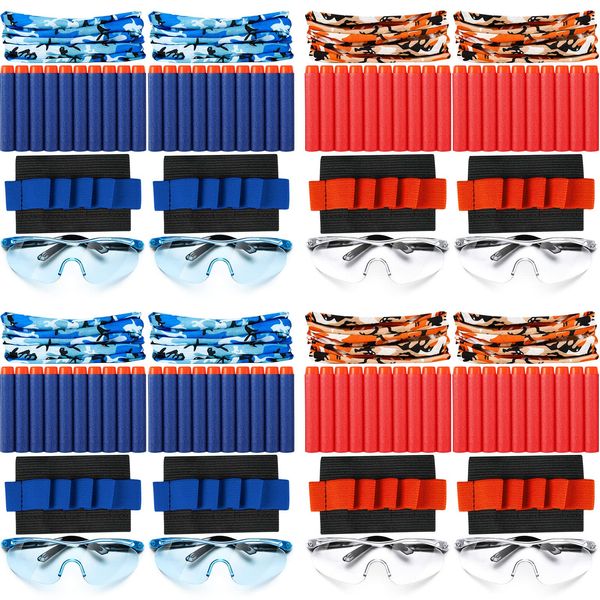 Sosation 64 Pcs Gun Party Supplies and Favors Compatible with Nerf Include Tactical Glasses Face Mask Foam Darts Wrist Ammo Holder Gun Accessories Party Favors