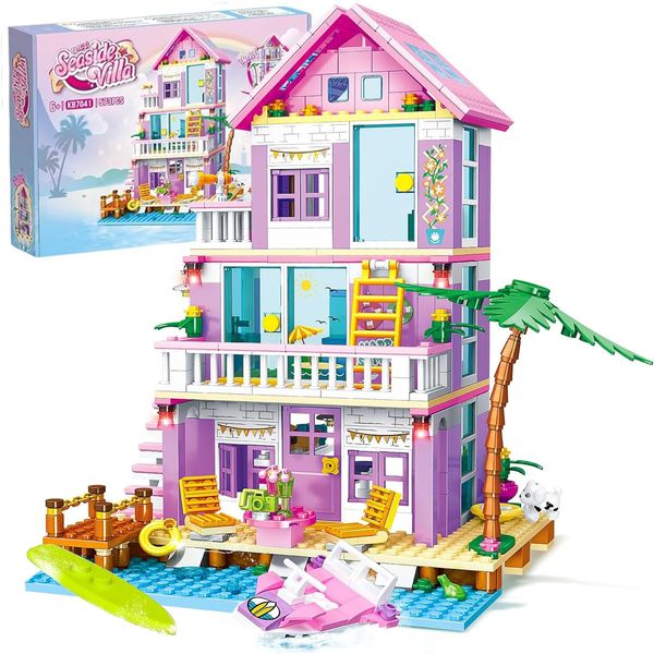 Sezua Building Blocks Girls House - 573 Pieces Seaside Beach Villa Building Set Compatible with Lego for Girls Friends, Dream Holiday Construction Bricks Toys for Girls Kid Age 8-12