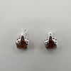 BALTIC AMBER, Cognac / Brown, Ladybug, Post EARRINGS, 925 STERLING SILVER #5011e
