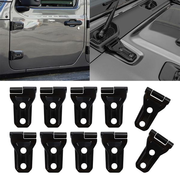 ETL INDUSTRIES Door Hinge Cover & Engine Hood Hinge Cover Trim Exterior Accessories for 2018-2023 Jeep Wrangler JL JLU Sport Sahara Freedom Rubicon Unlimited Gladiator JT 2 Door 4 Door, 10Pcs