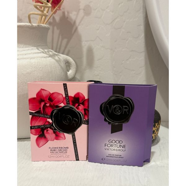 Viktor & Rolf Good Fortune & Flowerbomb EDP CARDED SAMPLE SET 1.2ML X 2 NEW