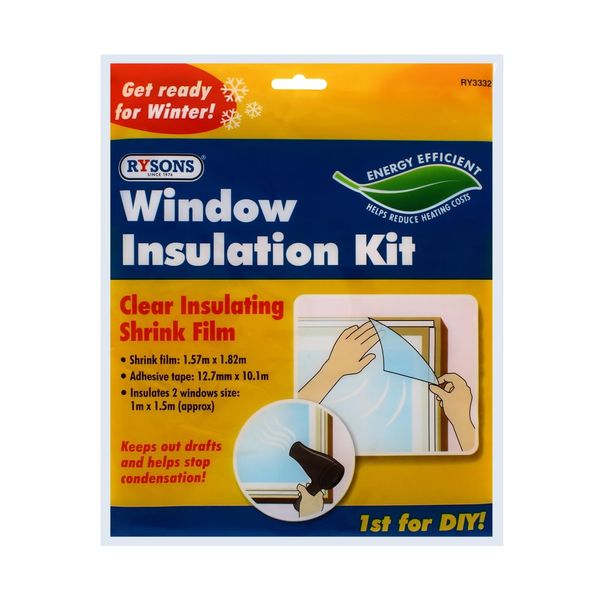 RYSONS Window Insulation Kit Fit Double Glazing Shrink Film Draught Excluder Condensation