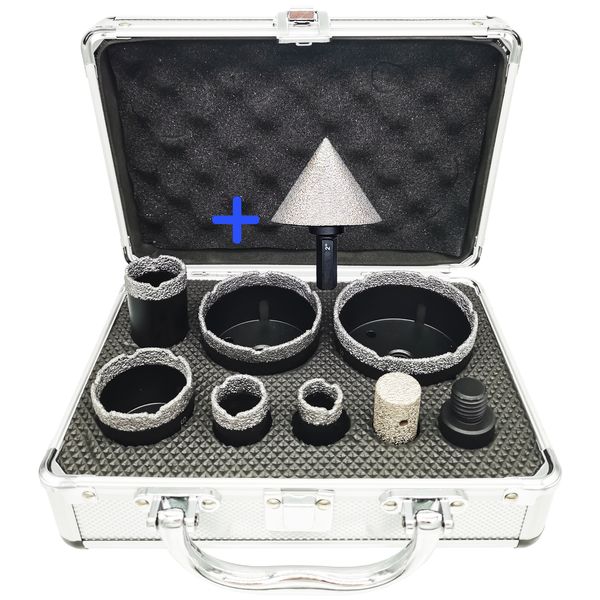 Diamond Core Drilling Bits Set Ceramic Tile Marble Granite Hole Saw Cutter Kit *