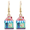Bluebubble TINY TOWN Miniature Shop Dangle Earrings on Gift Card (Cute Cupcake Bakery)