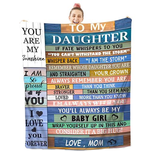 Romantic Angels Daughter Blanket from Mom - Birthday, Christmas, Graduation Gifts for Grown Adult Daughter - 60" L x 50" W