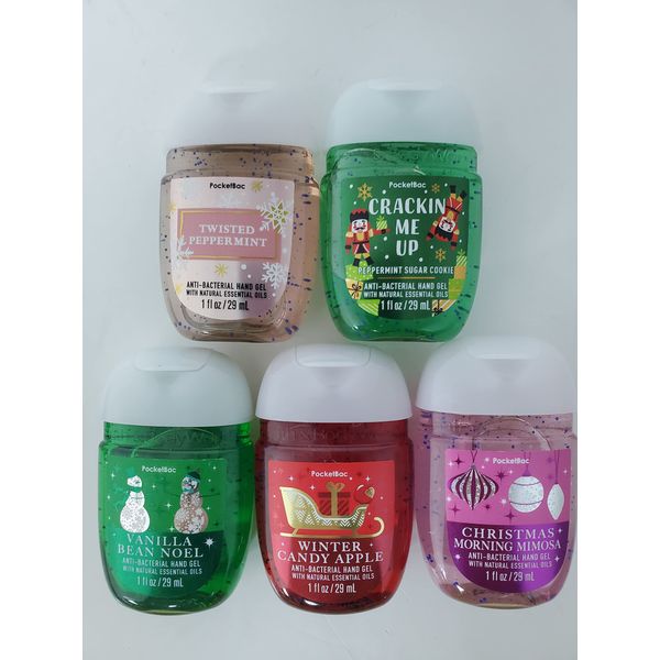 Bath & Body Works 5 Pack Pocketbac Holiday Traditions Bundle Hand Sanitizers