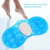 Shower Foot Scrubber Massager, Blue Silicone Foot Massage Cleaner Bath Shower Foot Massage Mat Pad with Pumice Scrub Stone Bathing Aid Foot Massage Exfoliating Foot Cleaner