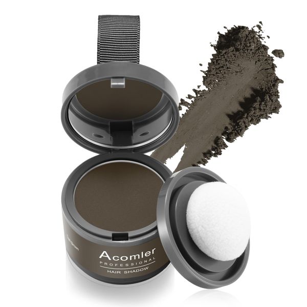 Acomler Instantly Root Cover Up Hairline Shadow Powder,Root Touch Up Hair Powder,Dark Brown for Thinning Hair, Grey Hair Coverage Hair Powder for Womem with Eyebrows,Beard Line,Bald Spots (Dark Brown)