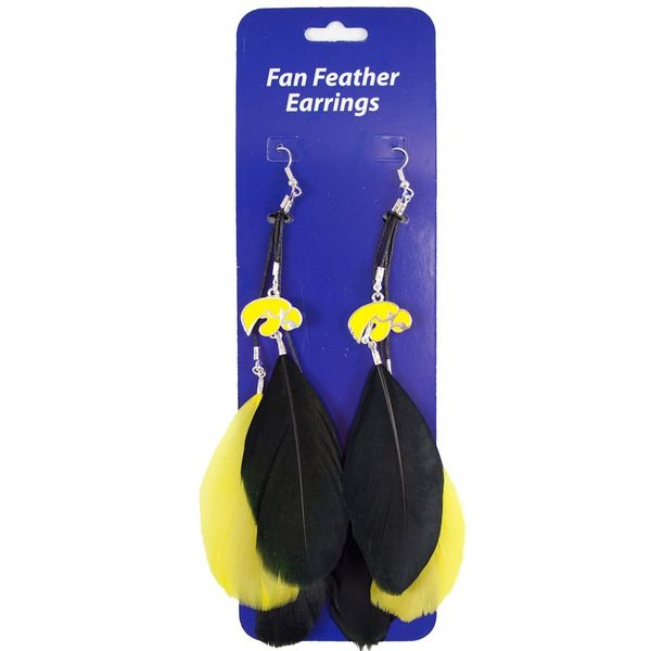 Littlearth Iowa Hawkeyes Team Color Feather Earrings