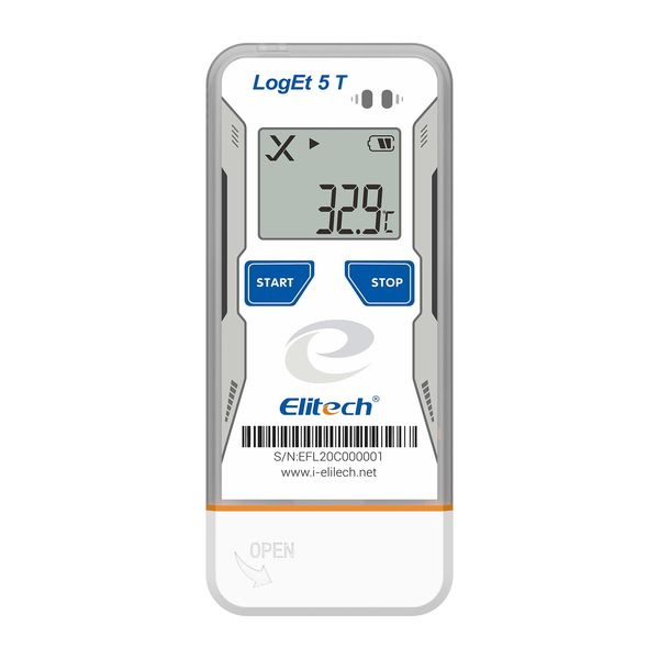 Elitech USB Digital Temperature Data Logger Reusable Recorder with Shadow Data 32000 Points, Auto PDF/CSV Report, for Windows/MacOS, Refrigerator Thermometer LogEt5T, Blue