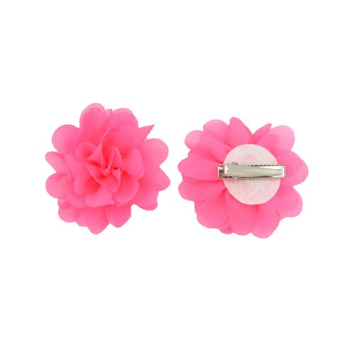 PrettyBoutique Girls Kids Women Chiffon Flower Hair Clip Alligator Clip Party Wedding (7cm, Neon Rose)
