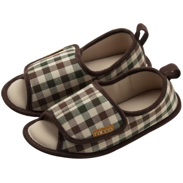 Racco 310051 Nippon Slippers, Room Shoes, S, 8.7 - 9.1 inches (22 - 23 cm), Green, Checked, Heel Cushion, Hand Washable, Lightweight Comfort, Walking Support