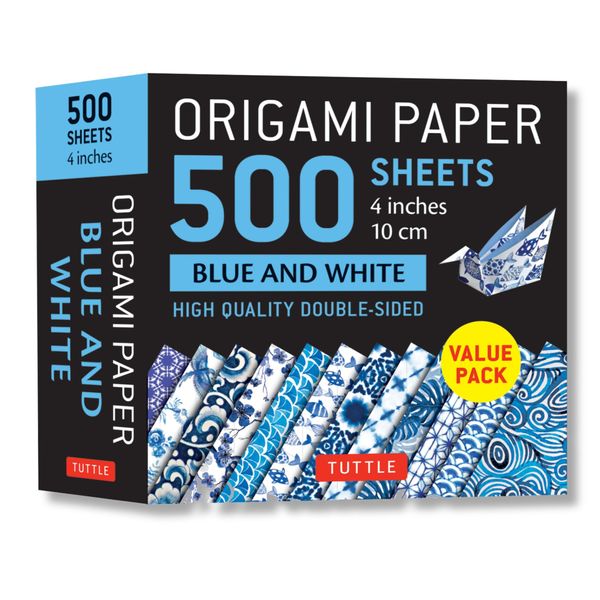 Origami Paper 500 sheets Blue and White 4" (10 cm): Double-Sided Origami Sheets Printed with 12 Different Designs