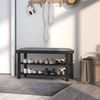 HOMCOM Bamboo Shoe Bench, Entryway Bench with Storage and Cushion, Black