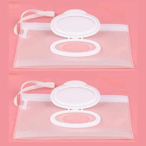 2Pcs White Baby Wipe Case Travel Holder Keeps Wipes Moist Set of Wet Diaper Wipes Holders Cases Portable Travel On The Go Refillable Dispenser Container Waterproof Wipe Container with Sealed Diapering