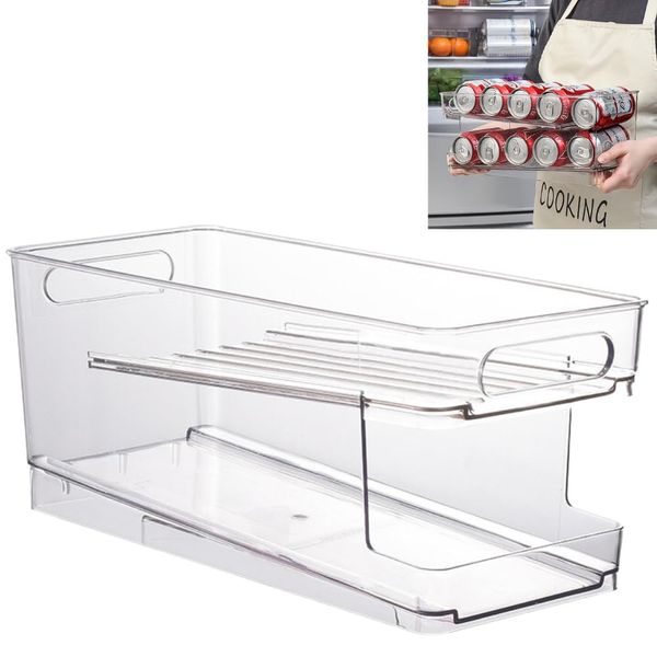 Riblind Refrigerator Storage Rack Can Beer Holder Space Saving Refrigerator Neat Desktop Storage