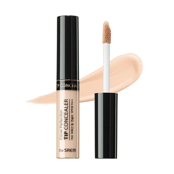 THE SAEM Concealer, Cover Perfection Tip Concealer, 1.25, Light Beige, 0.2 oz (6.5 g)