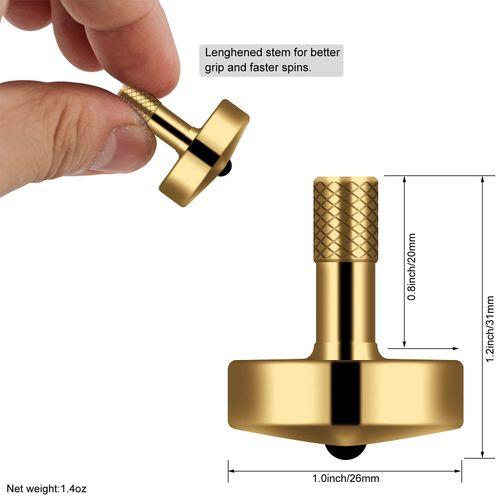 DjuiinoStar Spinning Top: Long Lasting (5-8 Minutes), with Glass Base (Diameter: 3.15"; Focal Length: -30cm; Edge Polished) and Carry Case, CNC Machined, Time Killer, EDC Desk Toy, Fancy Gift DST-805B