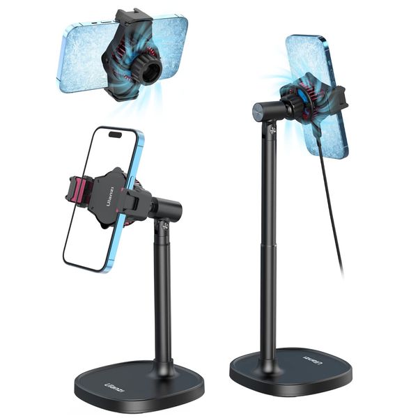 Ulanzi Smartphone Stand, Tabletop, Mobile Stand, Smartphone Cooling Fan, Rapid Cooling, Smartphone Cooler, Smartphone Holder, 360° Rotation, Height Adjustable, Horizontal, Vertical, Phone Holder,