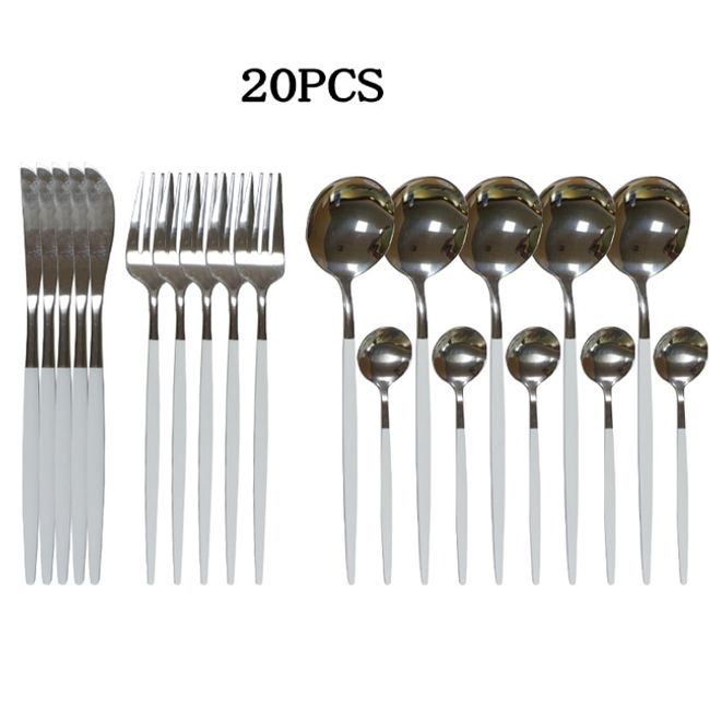 Solid Pigmented Stainless Steel Cutlery Set Silverware Fork Spoon