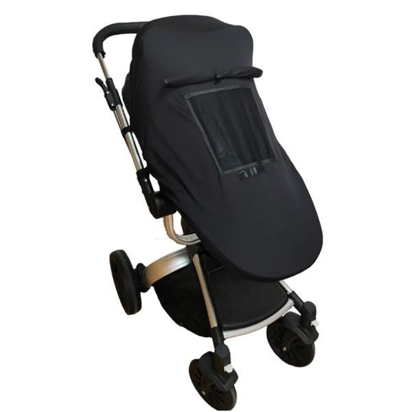 Baby Stroller Sun Shade - Universal fit, Sleep Aid for Pushchairs & Strollers, Blocks up to 99% of UV (Black)