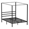 Metal Canopy Platform Bed Frame w/ Steel Slats Support No Box Spring Needed