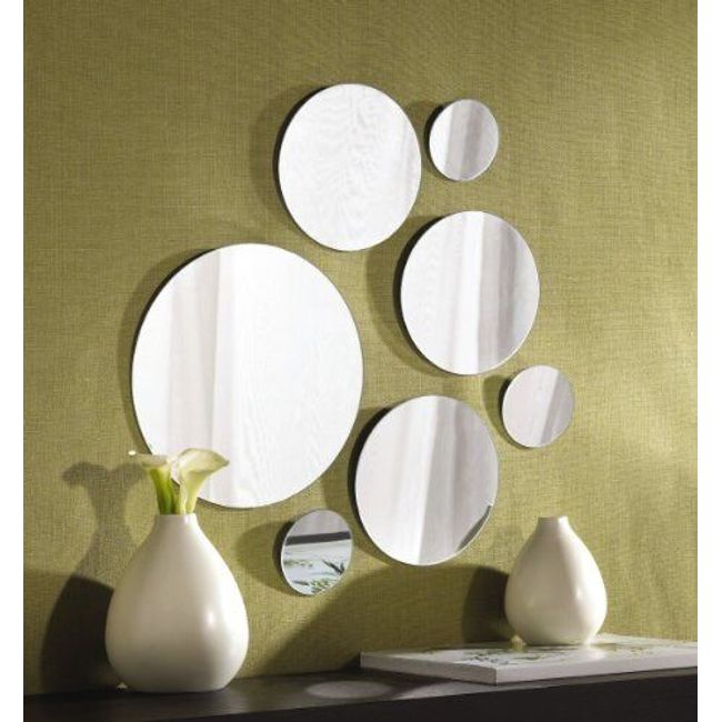 Wall Mount Mirror Set Of 7 Round Glass Bathroom Mirrors Home Decor Variable Size