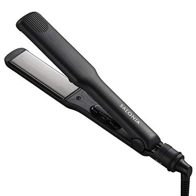 SALONIA Straightening Iron, Professional Specifications, 482°F (230°C), Overseas Compatible, Black, Plate, 1.4 inches (35 mm)