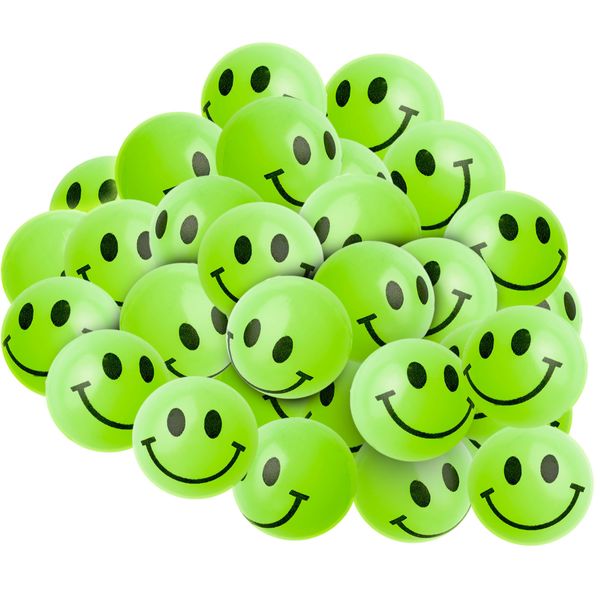 Bulk Bouncy Balls Glow in The Dark - 72 Pcs (1inch / 27mm) Diameter, High Bouncing, Small Rubber Smile Face Bouncing Balls for Kids, Vending Machines, Game Prize Toys, Party Favor, Gift Bag Filler