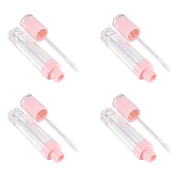 FRCOLOR Clear Lip Gloss Tubes with Wand, 8ml Lip Gloss Color Containers Empty Lip Balm Bottles for Makeup, Travel, Liquid, 4pcs (Pink)