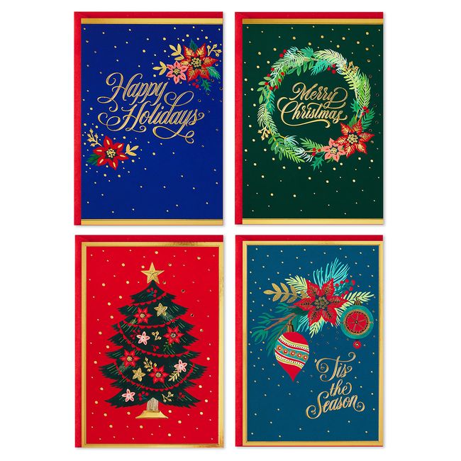 Hallmark Boxed Christmas Cards Assortment, Festive Foil (40 Cards and Envelopes)