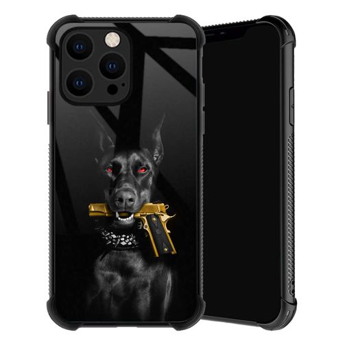 TnXee Compatible with iPhone 14 Pro Max Case,Dog Gun Phone Cover for Men/Women,Soft TPU Anti-Skid Thread Frame Four Corner Anti-Collision Protection Case Compatible with iPhone 14 Pro Max