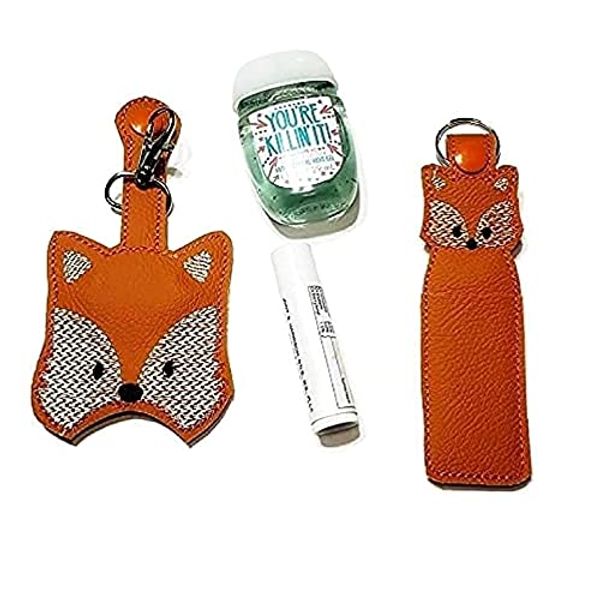 Fox Hand Sanitizer and/or lip Balm Holder Key chain