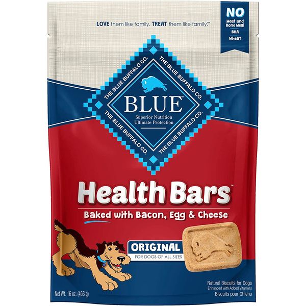 ✅Buffalo Health Bars Natural Crunchy Dog Treat Biscuits,Bacon, Egg & Cheese 16oz