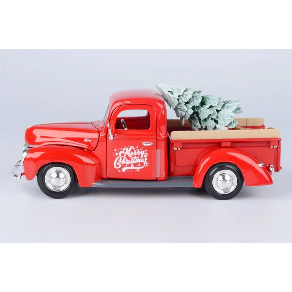 1940 Pickup Truck Red Merry Christmas with Tree Accessory 1/24 Diecast Model Car by Motormax 73234RBIXMT