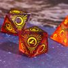 Cusdie Sharp Edges DND Dice, 7 PCs D&D Dice, Handcrafted Polyhedral Dice Set, for Role Playing Game (Moon-Red Mixed Black)